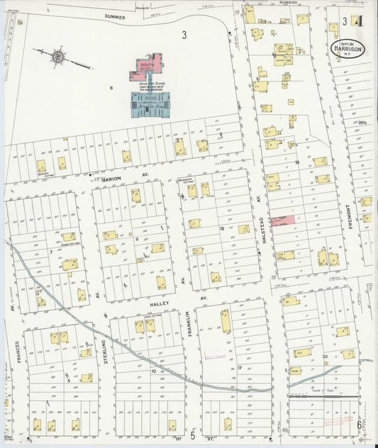 Sanborn Fire Insurance Map from Harrison, Westchester County, New York (1911), Sheet #0004 - Historic Sanborn Fire Insurance Map Print, vintage old map wall art, antique decor, genealogy gift, New York New York map
