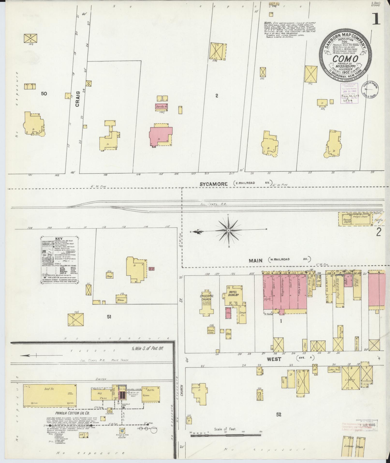 Sanborn Fire Insurance Map from Como, Panola County, Mississippi (1902), Sheet #0001 - Historic Sanborn Fire Insurance Map Print, vintage old map wall art, antique decor, genealogy gift, Mississippi Mississippi map