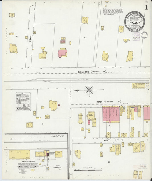 Sanborn Fire Insurance Map from Como, Panola County, Mississippi (1902), Sheet #0001 - Historic Sanborn Fire Insurance Map Print, vintage old map wall art, antique decor, genealogy gift, Mississippi Mississippi map