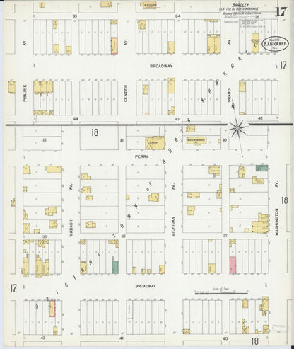 Sanborn Fire Insurance Map from Kankakee, Kankakee County, Illinois (1901), Sheet #0017 - Complete Map Set gallery image, historic Sanborn map, vintage wall art, Illinois Illinois