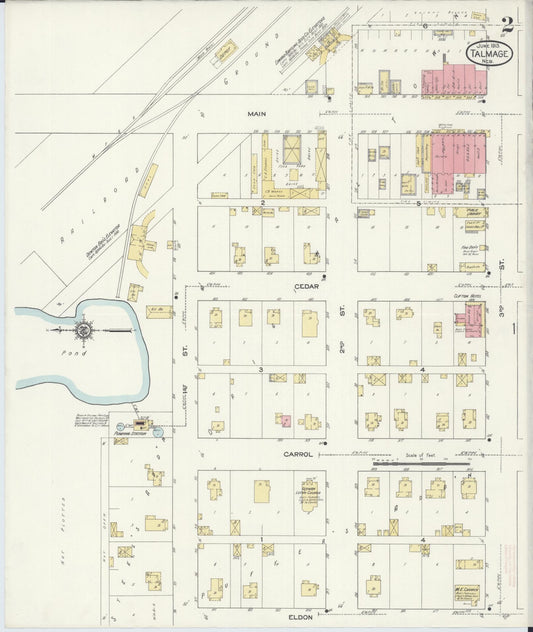 Sanborn Fire Insurance Map from Talmage, Otoe County, Nebraska (1913), Sheet #0002 - Historic Sanborn Fire Insurance Map Print, vintage old map wall art, antique decor, genealogy gift, Nebraska Nebraska map