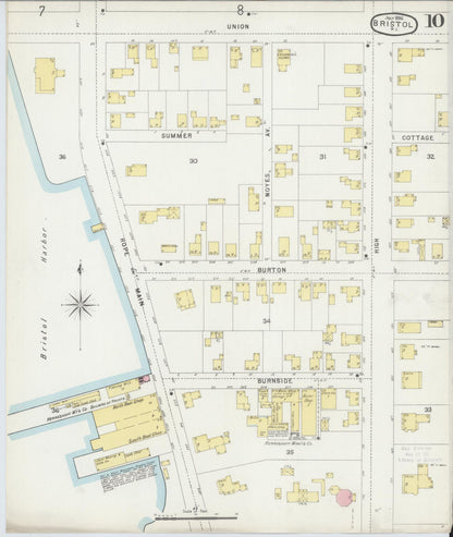 Sanborn Fire Insurance Map from Bristol, Bristol County, Rhode Island (1896), Sheet #0010 - Complete Map Set gallery image, historic Sanborn map, vintage wall art, Rhode Island Rhode Island