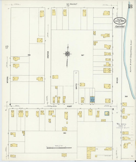 Sanborn Fire Insurance Map from Luzerne, Luzerne County, Pennsylvania (1911), Sheet #0018 - Historic Sanborn Fire Insurance Map Print, vintage old map wall art, antique decor, genealogy gift, Pennsylvania Pennsylvania map