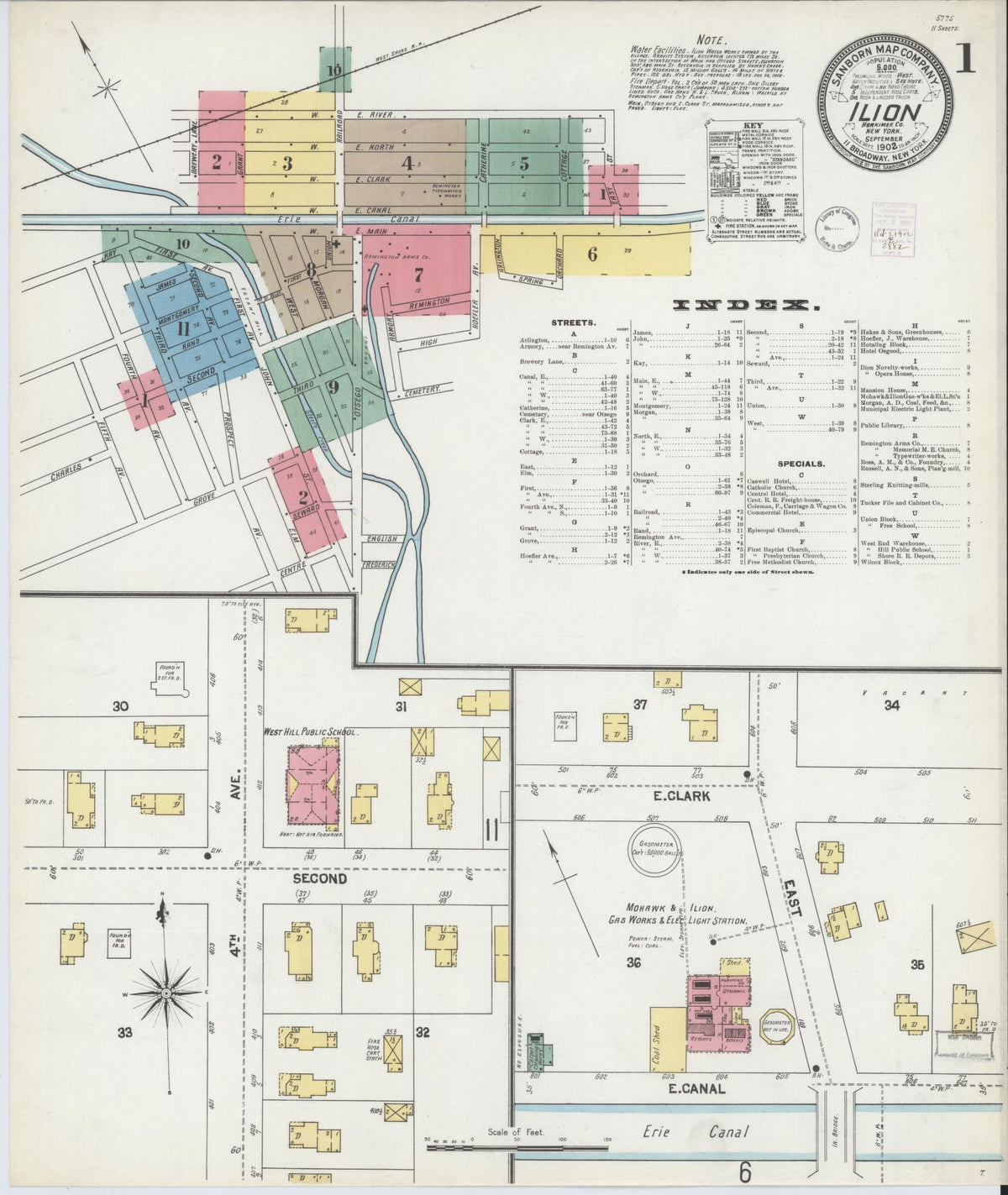 Sanborn Fire Insurance Map from Ilion, Herkimer County, New York (1902), Sheet #0001 - Complete Map Set gallery image, historic Sanborn map, vintage wall art, New York New York