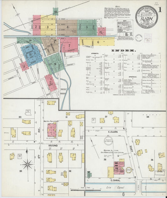 Sanborn Fire Insurance Map from Ilion, Herkimer County, New York (1902), Sheet #0001 - Complete Map Set gallery image, historic Sanborn map, vintage wall art, New York New York