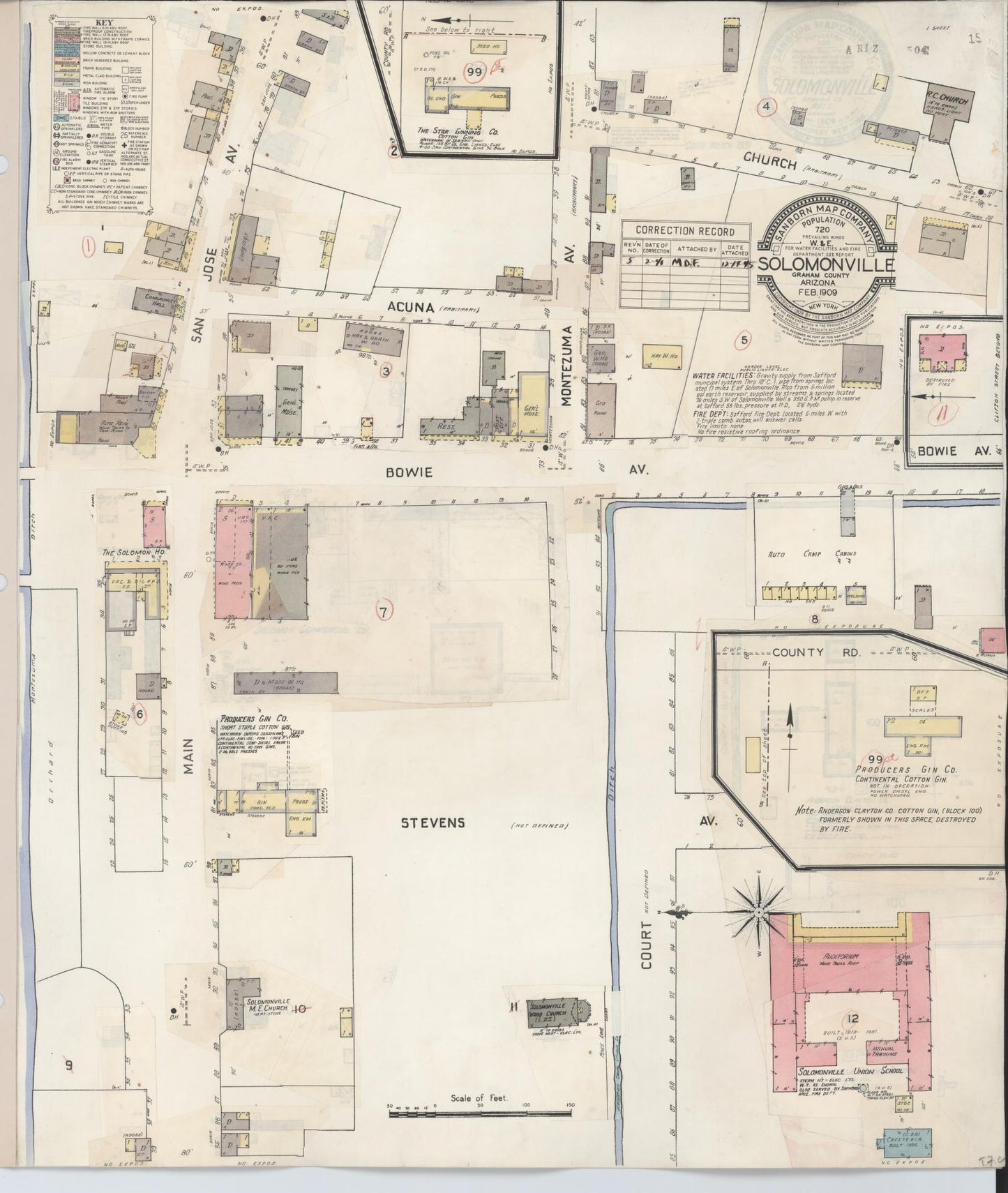 Sanborn Fire Insurance Map from Solomonville, Graham County, Arizona (1940), Sheet #0001 - Historic Sanborn Fire Insurance Map Print, vintage old map wall art, antique decor, genealogy gift, Arizona Arizona map