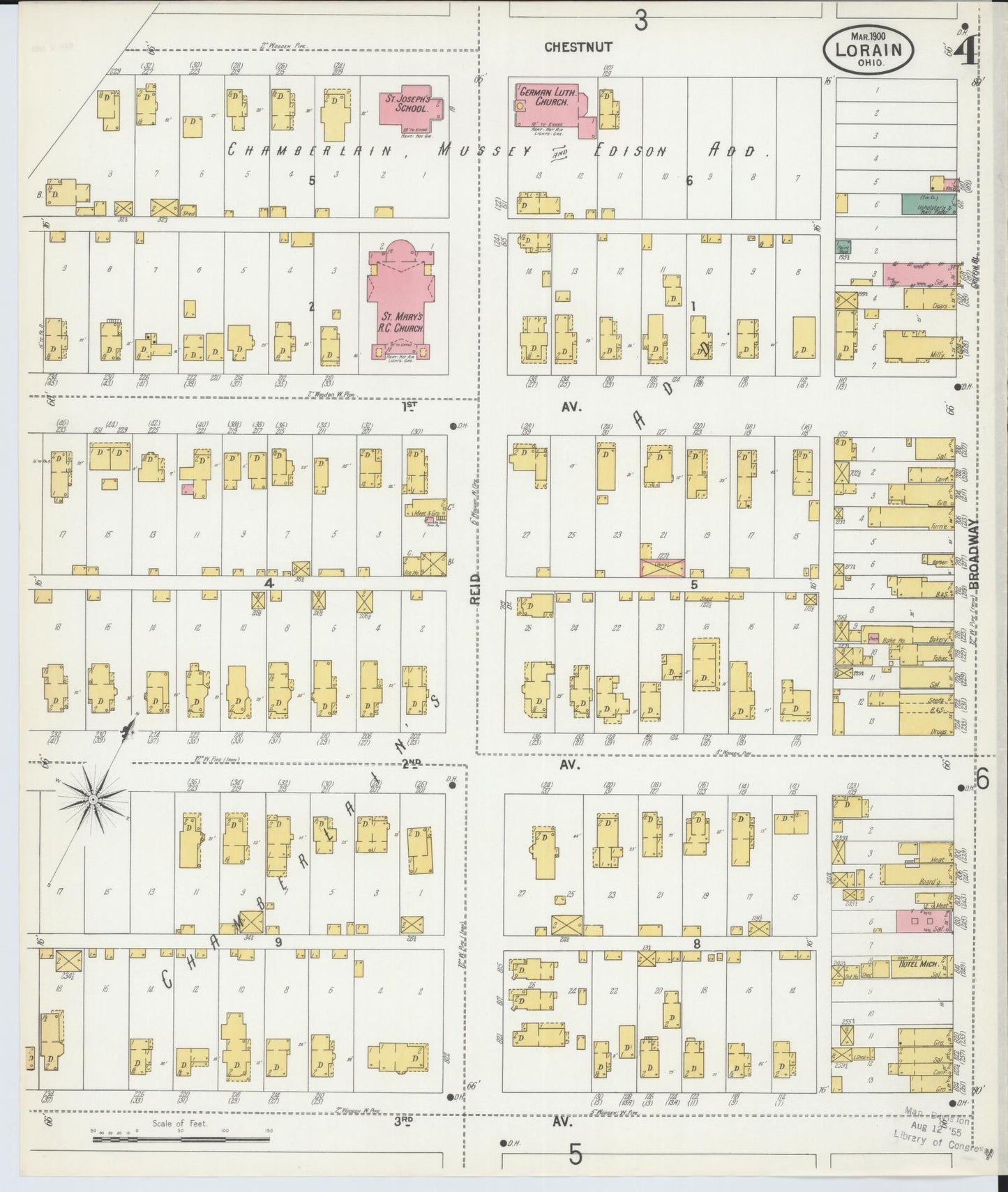 Sanborn Fire Insurance Map from Lorain, Lorain County, Ohio (1900), Sheet #0004 - Historic Sanborn Fire Insurance Map Print, vintage old map wall art, antique decor, genealogy gift, Ohio Ohio map