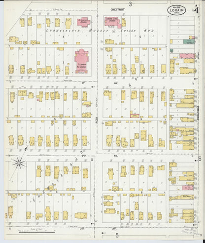 Sanborn Fire Insurance Map from Lorain, Lorain County, Ohio (1900), Sheet #0004 - Historic Sanborn Fire Insurance Map Print, vintage old map wall art, antique decor, genealogy gift, Ohio Ohio map