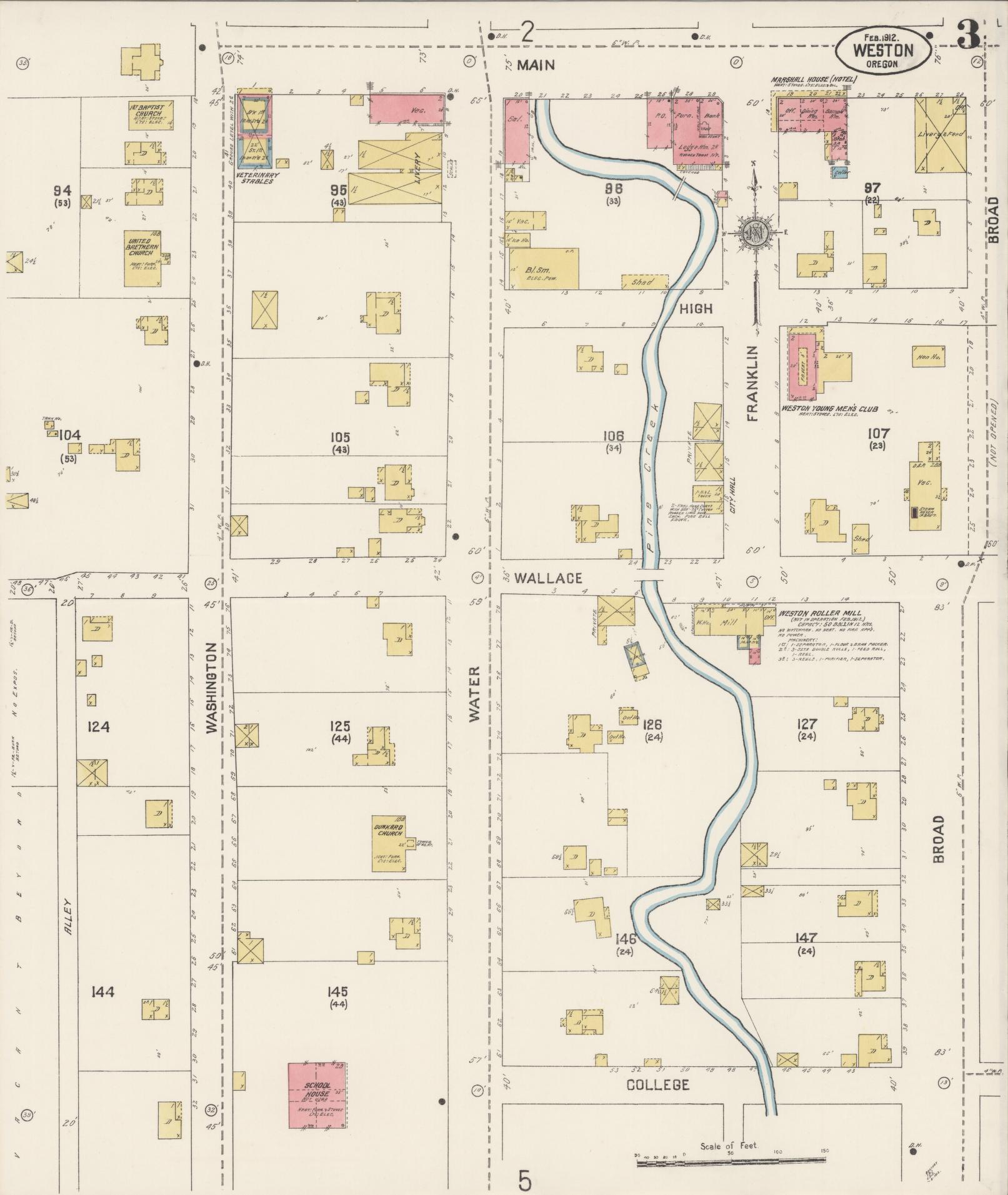 Sanborn Fire Insurance Map from Weston, Umatilla County, Oregon (1912), Sheet #0003 - Complete Map Set gallery image, historic Sanborn map, vintage wall art, Oregon Oregon