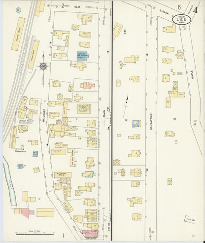 Sanborn Fire Insurance Map from Lee, Berkshire County, Massachusetts (1911), Sheet #0004 - Historic Sanborn Fire Insurance Map Print, vintage old map wall art, antique decor, genealogy gift, Massachusetts Massachusetts map