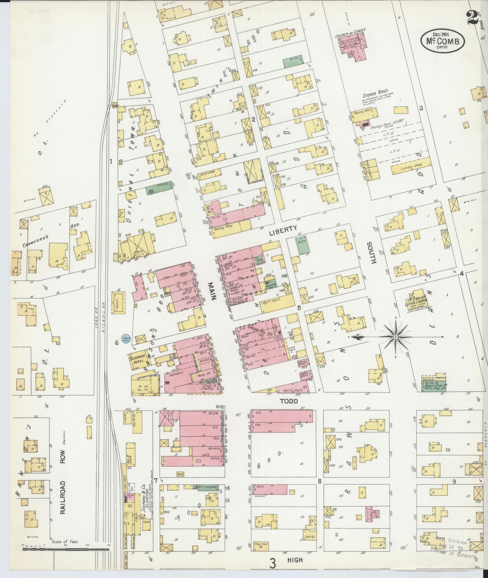 Sanborn Fire Insurance Map from McComb, Hancock County, Ohio (1901), Sheet #0002 - Complete Map Set gallery image, historic Sanborn map, vintage wall art, Ohio Ohio