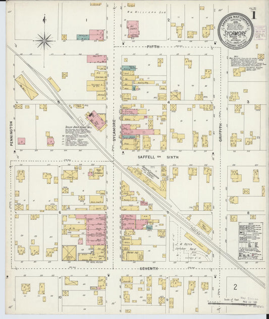 Sanborn Fire Insurance Map from Sycamore, Wyandot County, Ohio (1902), Sheet #0001 - Complete Map Set gallery image, historic Sanborn map, vintage wall art, Ohio Ohio