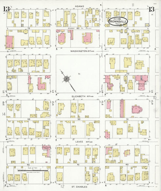 Sanborn Fire Insurance Map from Brownsville, Cameron County, Texas (1926), Sheet #0013 - Historic Sanborn Fire Insurance Map Print, vintage old map wall art, antique decor, genealogy gift, Texas Texas map