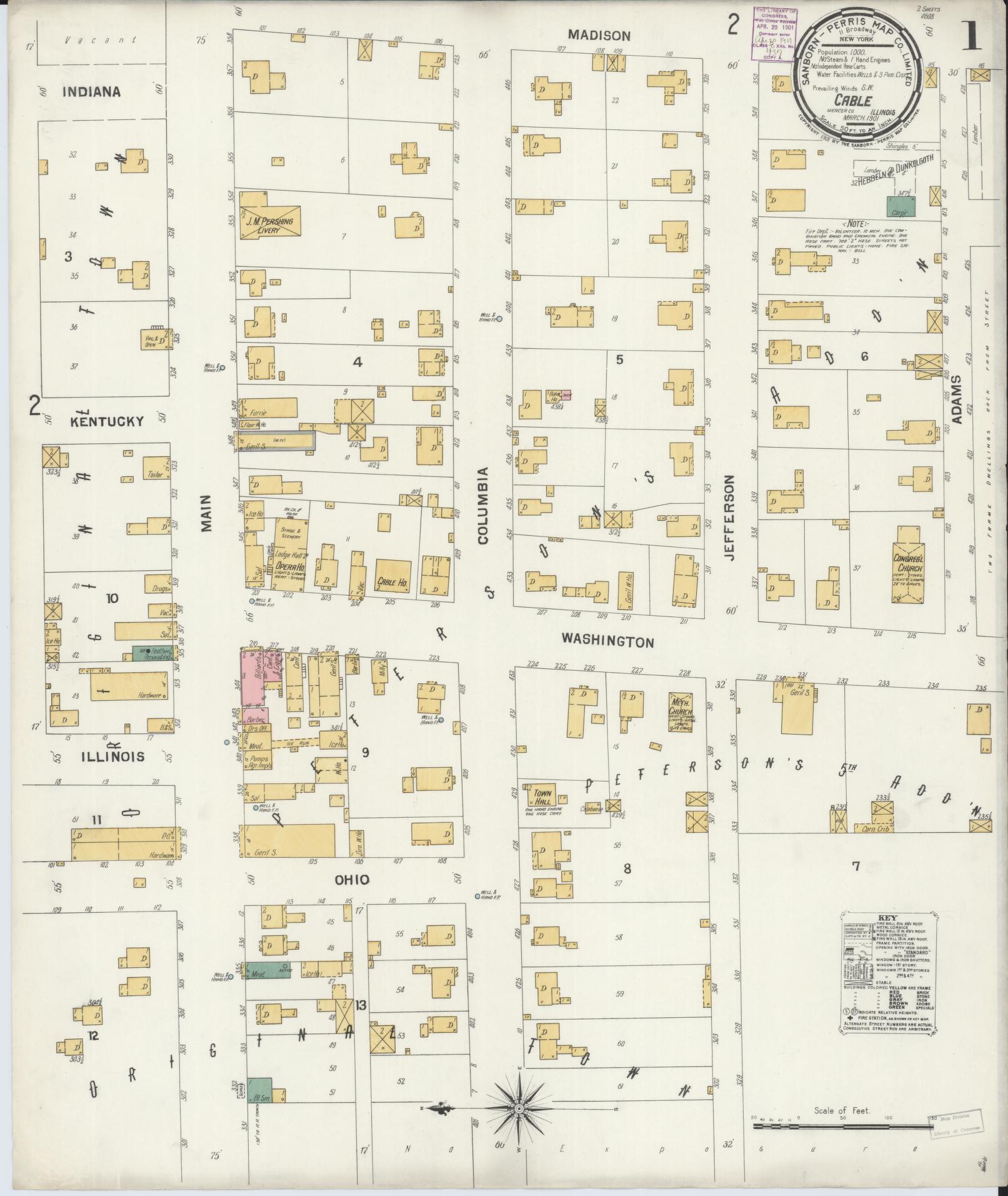 Sanborn Fire Insurance Map from Cable, Mercer County, Illinois (1901), Sheet #0001 - Complete Map Set gallery image, historic Sanborn map, vintage wall art, Illinois Illinois
