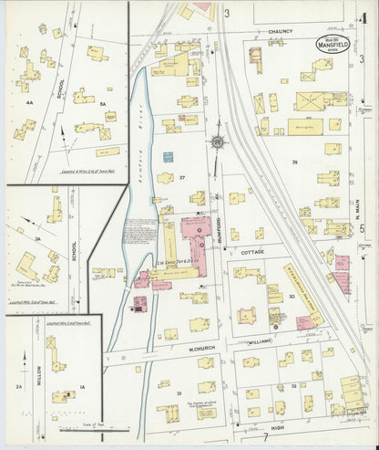 Sanborn Fire Insurance Map from Mansfield, Bristol County, Massachusetts (1911), Sheet #0004 - Complete Map Set gallery image, historic Sanborn map, vintage wall art, Massachusetts Massachusetts