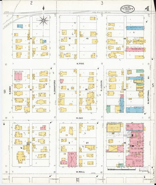 Sanborn Fire Insurance Map from Fort Scott, Bourbon County, Kansas (1906), Sheet #0004 - Historic Sanborn Fire Insurance Map Print, vintage old map wall art, antique decor, genealogy gift, Kansas Kansas map