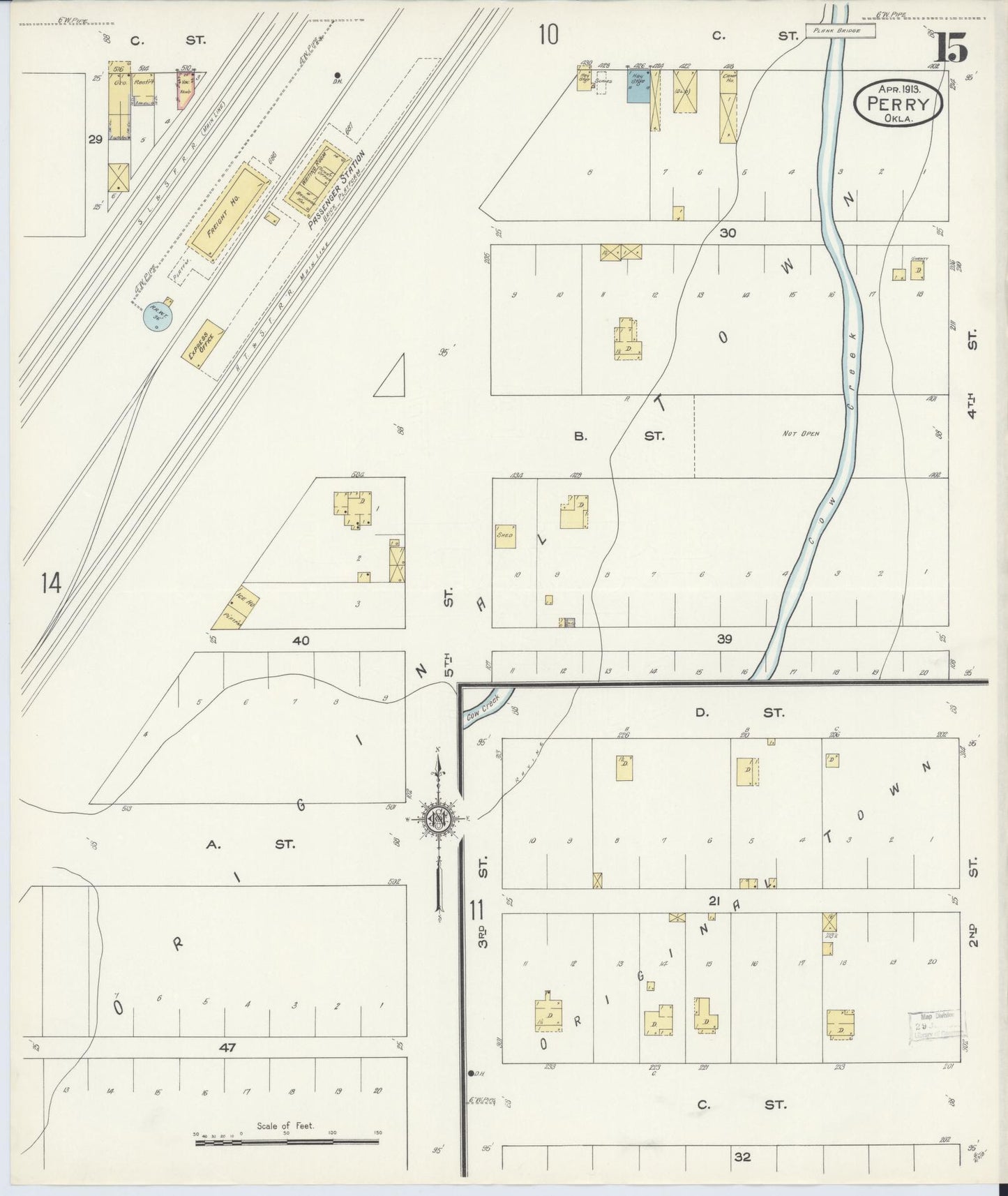 Sanborn Fire Insurance Map from Perry, Noble County, Oklahoma (1913), Sheet #0015 - Complete Map Set gallery image, historic Sanborn map, vintage wall art, Oklahoma Oklahoma