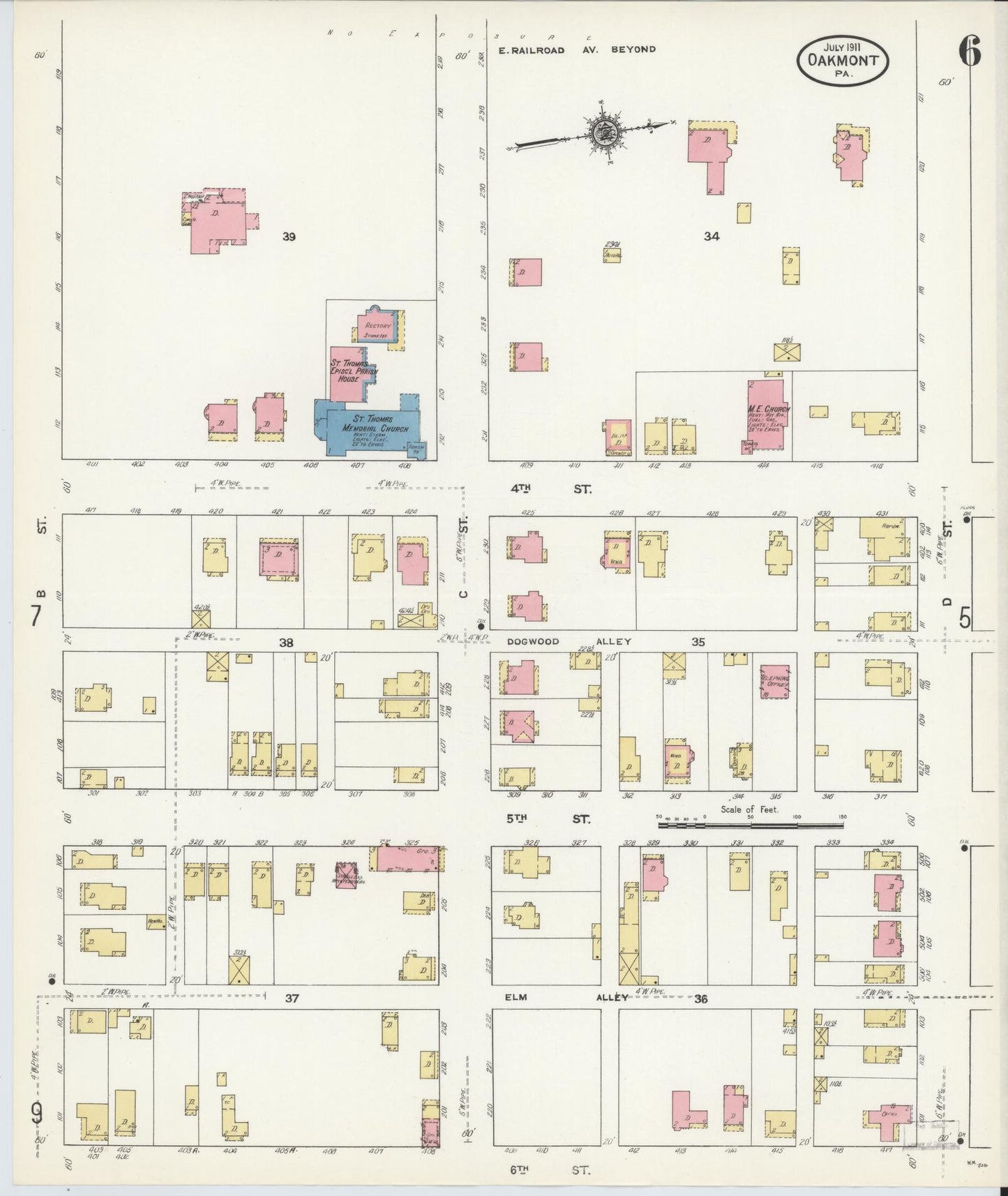 Sanborn Fire Insurance Map from Oakmont, Allegheny County, Pennsylvania (1911), Sheet #0006 - Complete Map Set gallery image, historic Sanborn map, vintage wall art, Pennsylvania Pennsylvania