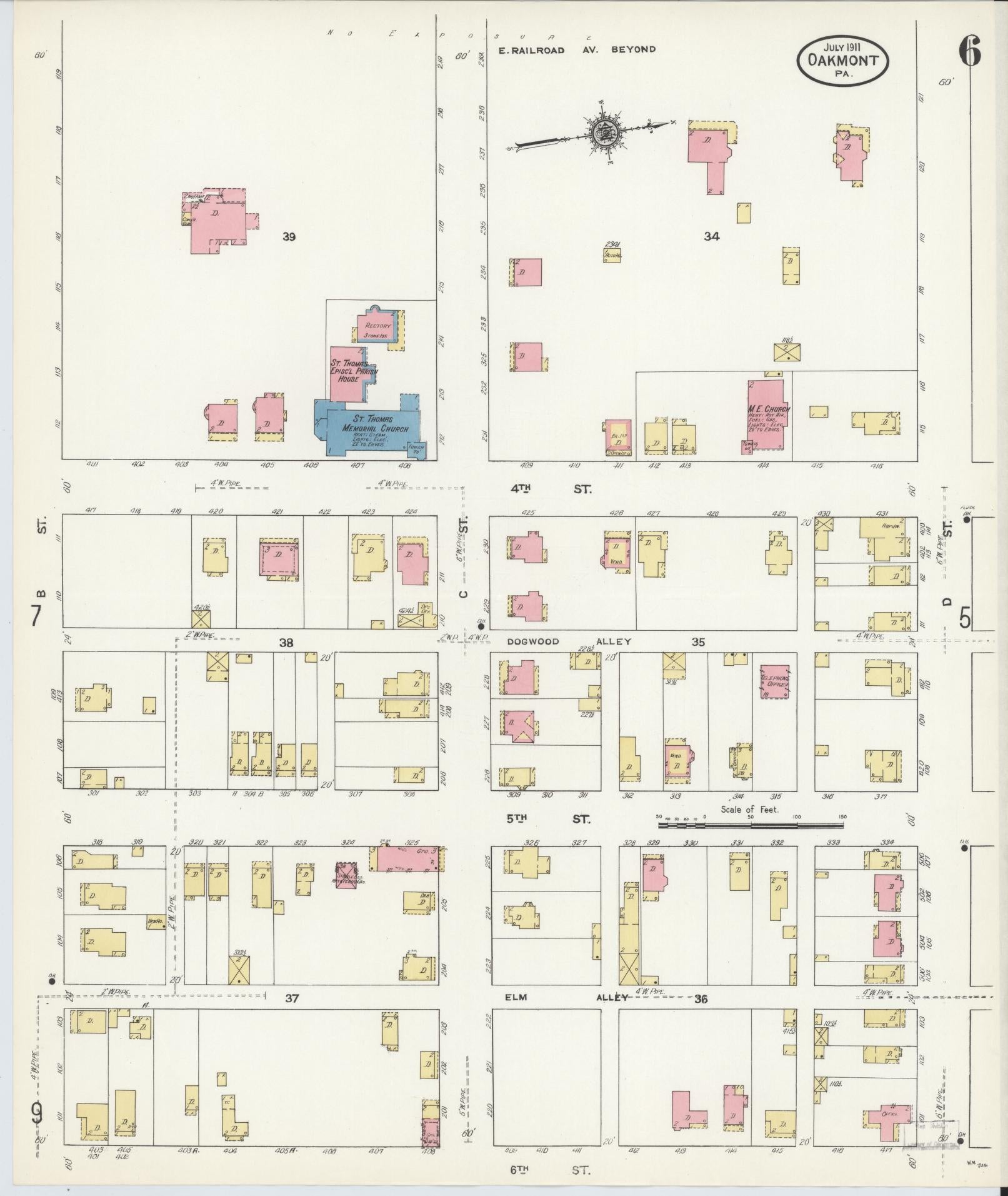 Sanborn Fire Insurance Map from Oakmont, Allegheny County, Pennsylvania (1911), Sheet #0006 - Complete Map Set gallery image, historic Sanborn map, vintage wall art, Pennsylvania Pennsylvania