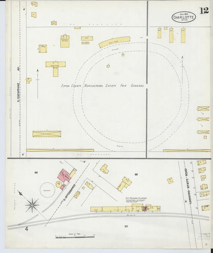 Sanborn Fire Insurance Map from Charlotte, Eaton County, Michigan (1904), Sheet #0012 - Complete Map Set gallery image, historic Sanborn map, vintage wall art, Michigan Michigan