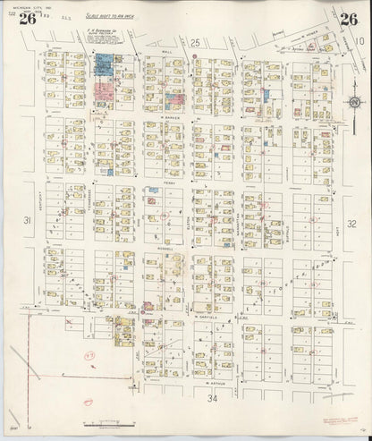 Sanborn Fire Insurance Map from Michigan City, La Porte County, Indiana (1948), Sheet #0026 - Historic Sanborn Fire Insurance Map Print, vintage old map wall art, antique decor, genealogy gift, Michigan Michigan map
