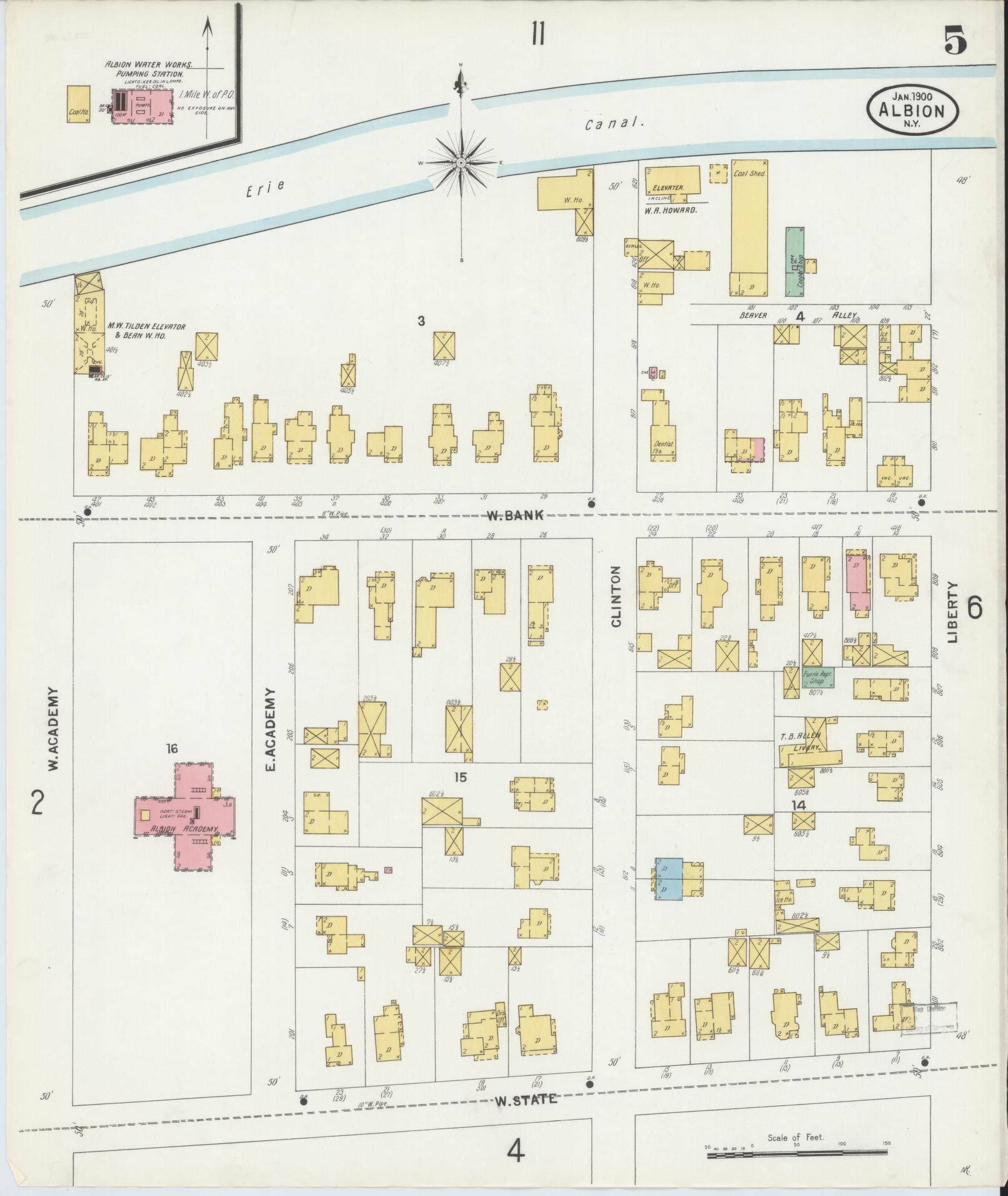 Sanborn Fire Insurance Map from Albion, Orleans County, New York (1900), Sheet #0005 - Complete Map Set gallery image, historic Sanborn map, vintage wall art, New York New York