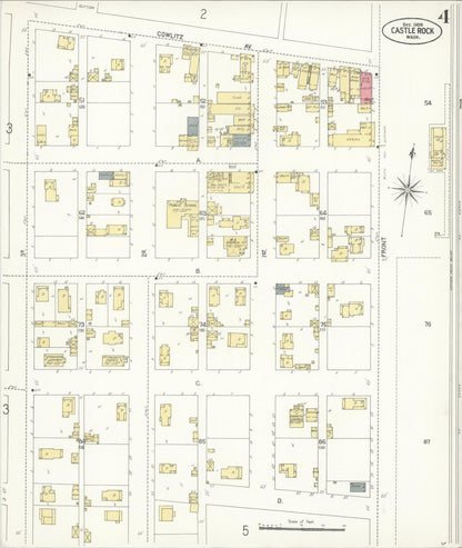 Sanborn Fire Insurance Map from Castle Rock, Cowlitz County, Washington (1908), Sheet #0004 - Complete Map Set gallery image, historic Sanborn map, vintage wall art, Washington Washington