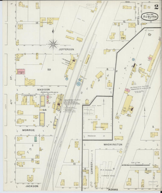 Sanborn Fire Insurance Map from Auburn, Sangamon County, Illinois (1894), Sheet #0002 - Historic Sanborn Fire Insurance Map Print, vintage old map wall art, antique decor, genealogy gift, Illinois Illinois map