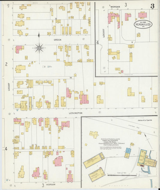 Sanborn Fire Insurance Map from Versailles, Woodford County, Kentucky (1903), Sheet #0003 - Historic Sanborn Fire Insurance Map Print, vintage old map wall art, antique decor, genealogy gift, Kentucky Kentucky map
