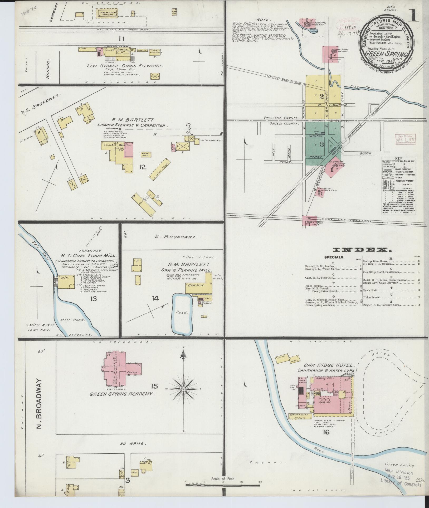 Sanborn Fire Insurance Map from Green Springs, Sandusky And Seneca Counties, Ohio (1893), Sheet #0001 - Historic Sanborn Fire Insurance Map Print, vintage old map wall art, antique decor, genealogy gift, Ohio Ohio map