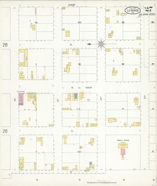 Sanborn Fire Insurance Map from La Grande, Union County, Oregon (1903), Sheet #0027 - Historic Sanborn Fire Insurance Map Print, vintage old map wall art, antique decor, genealogy gift, Oregon Oregon map