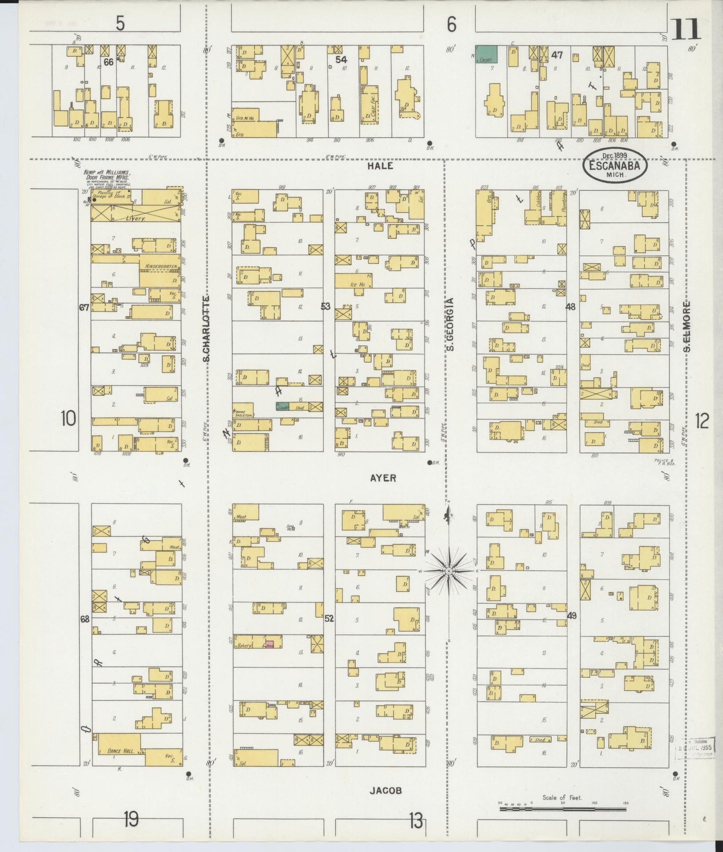 Sanborn Fire Insurance Map from Escanaba, Delta County, Michigan (1899), Sheet #0011 - Historic Sanborn Fire Insurance Map Print, vintage old map wall art, antique decor, genealogy gift, Michigan Michigan map