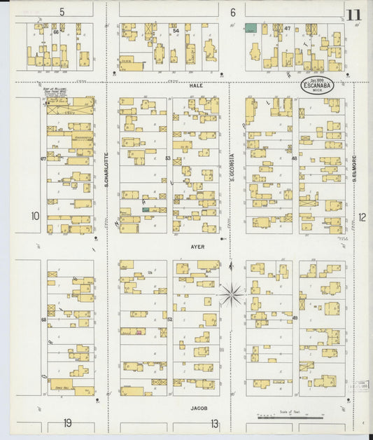 Sanborn Fire Insurance Map from Escanaba, Delta County, Michigan (1899), Sheet #0011 - Historic Sanborn Fire Insurance Map Print, vintage old map wall art, antique decor, genealogy gift, Michigan Michigan map