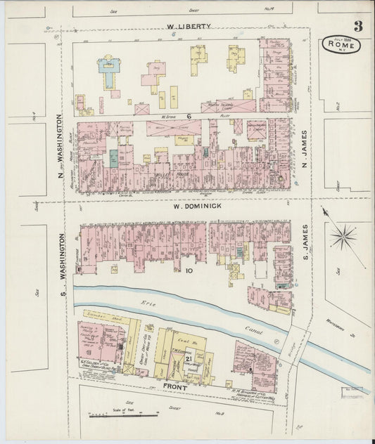 Sanborn Fire Insurance Map from Rome, Oneida County, New York (1888), Sheet #0003 - Historic Sanborn Fire Insurance Map Print, vintage old map wall art, antique decor, genealogy gift, New York New York map