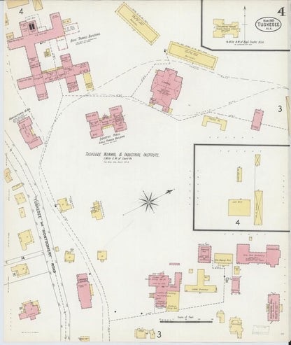Sanborn Fire Insurance Map from Tuskegee, Macon County, Alabama (1903), Sheet #0004 - Complete Map Set gallery image, historic Sanborn map, vintage wall art, Alabama Alabama