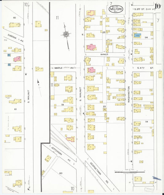 Sanborn Fire Insurance Map from Milford, Kent And Sussex Counties, Delaware (1919), Sheet #0010 - Historic Sanborn Fire Insurance Map Print, vintage old map wall art, antique decor, genealogy gift, Delaware Delaware map