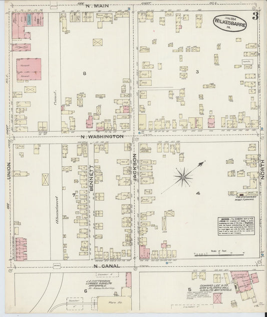 Sanborn Fire Insurance Map from Wilkes Barre, Luzerne County, Pennsylvania (1884), Sheet #0003 - Historic Sanborn Fire Insurance Map Print, vintage old map wall art, antique decor, genealogy gift, Pennsylvania Pennsylvania map