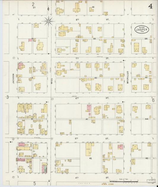 Sanborn Fire Insurance Map from Jasper, Dubois County, Indiana (1898), Sheet #0004 - Historic Sanborn Fire Insurance Map Print, vintage old map wall art, antique decor, genealogy gift, Indiana Indiana map