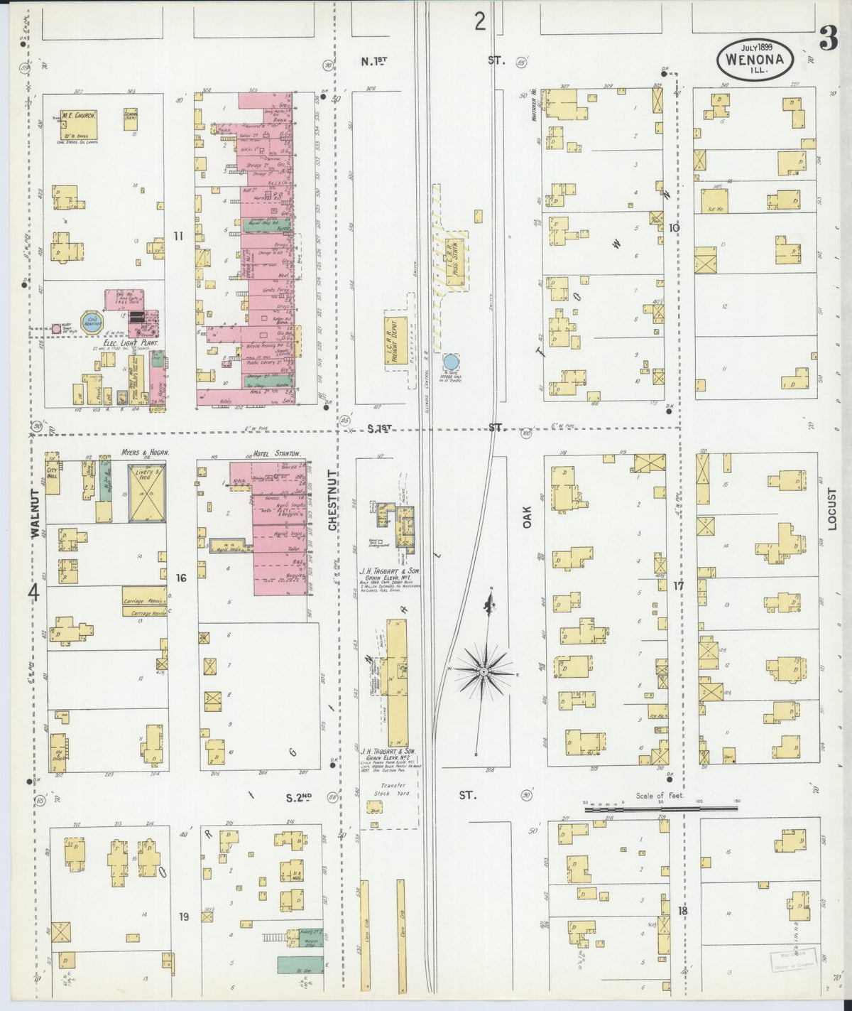 Sanborn Fire Insurance Map from Wenona, Marshall County, Illinois (1899), Sheet #0003 - Historic Sanborn Fire Insurance Map Print, vintage old map wall art, antique decor, genealogy gift, Illinois Illinois map