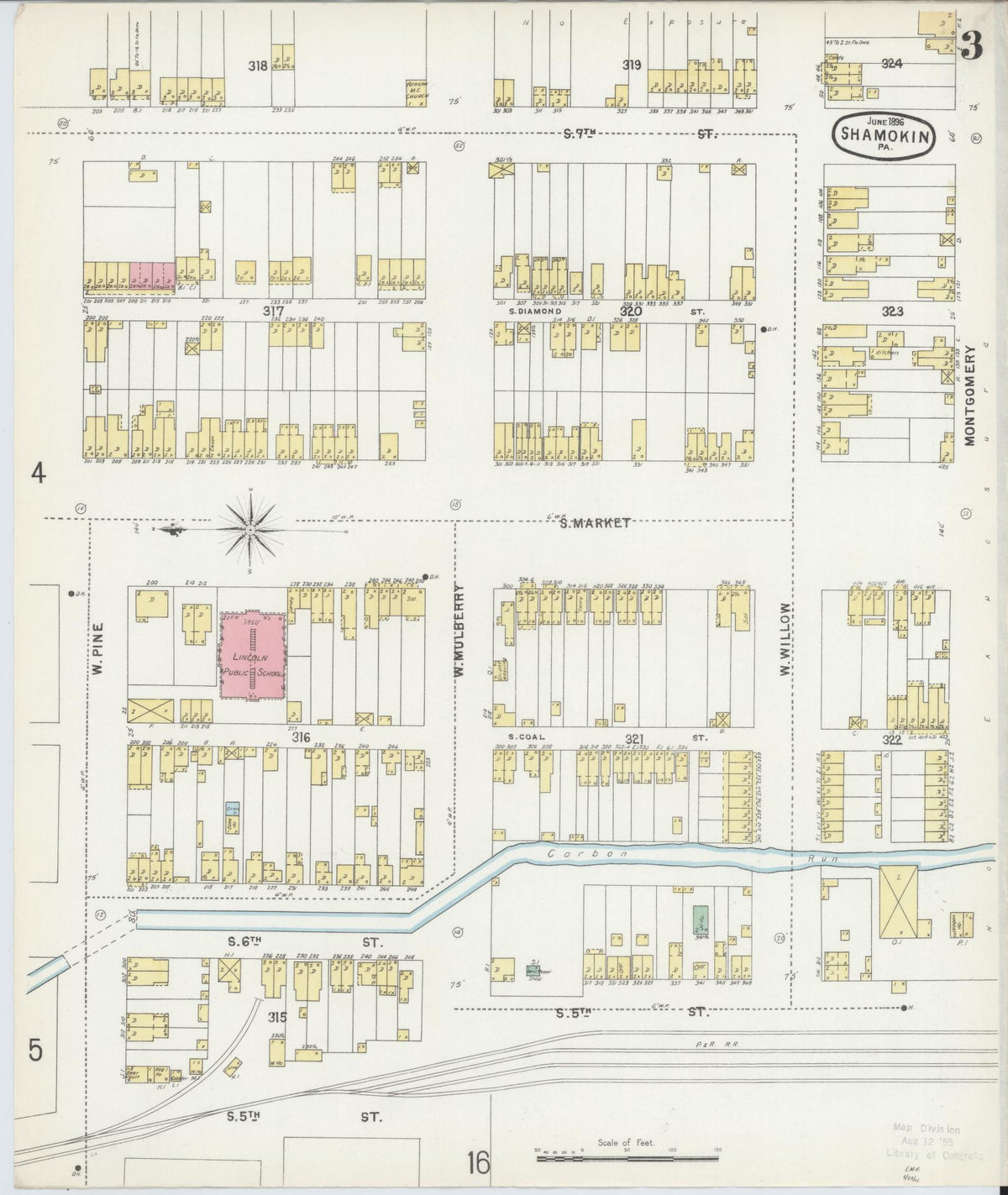 Sanborn Fire Insurance Map from Shamokin, Northumberland County, Pennsylvania (1896), Sheet #0003 - Historic Sanborn Fire Insurance Map Print, vintage old map wall art, antique decor, genealogy gift, Pennsylvania Pennsylvania map