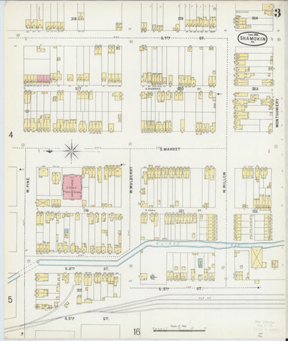 Sanborn Fire Insurance Map from Shamokin, Northumberland County, Pennsylvania (1896), Sheet #0003 - Historic Sanborn Fire Insurance Map Print, vintage old map wall art, antique decor, genealogy gift, Pennsylvania Pennsylvania map