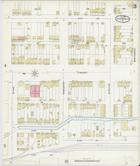 Sanborn Fire Insurance Map from Shamokin, Northumberland County, Pennsylvania (1896), Sheet #0003 - Historic Sanborn Fire Insurance Map Print, vintage old map wall art, antique decor, genealogy gift, Pennsylvania Pennsylvania map