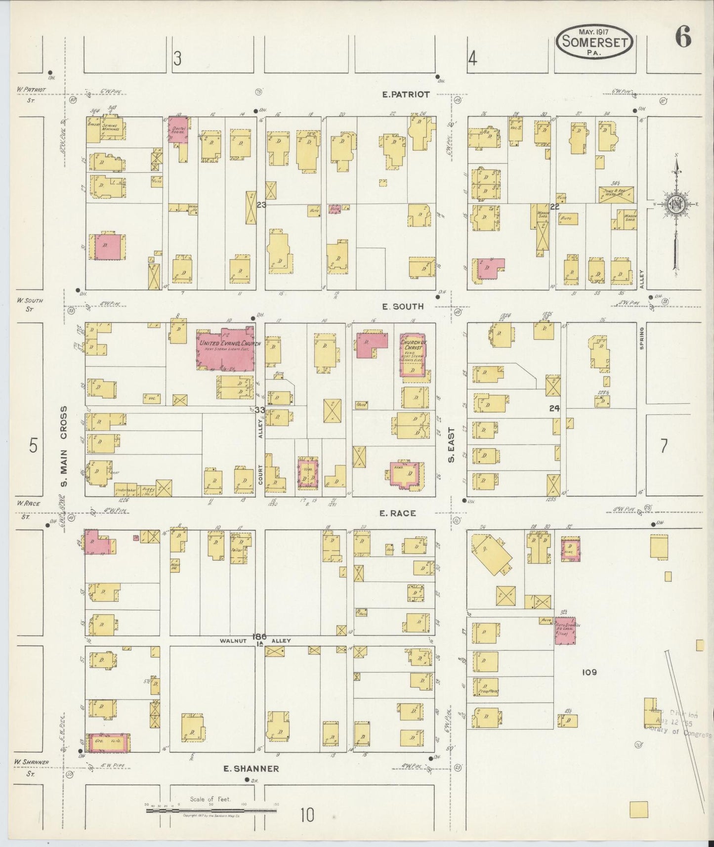 Sanborn Fire Insurance Map from Somerset, Somerset County, Pennsylvania (1917), Sheet #0006 - Complete Map Set gallery image, historic Sanborn map, vintage wall art, Pennsylvania Pennsylvania
