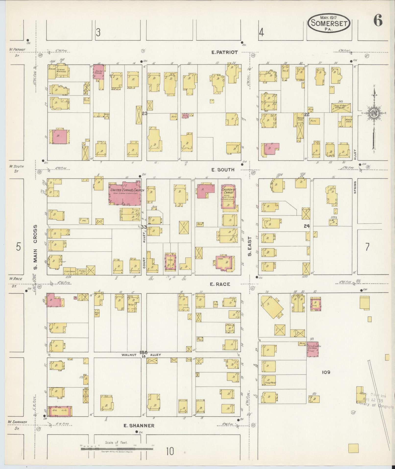 Sanborn Fire Insurance Map from Somerset, Somerset County, Pennsylvania (1917), Sheet #0006 - Complete Map Set gallery image, historic Sanborn map, vintage wall art, Pennsylvania Pennsylvania