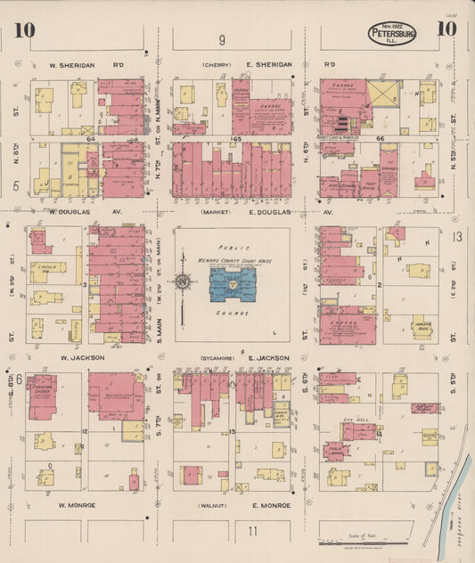 Sanborn Fire Insurance Map from Petersburg, Menard County, Illinois (1922), Sheet #0010 - Historic Sanborn Fire Insurance Map Print, vintage old map wall art, antique decor, genealogy gift, Illinois Illinois map