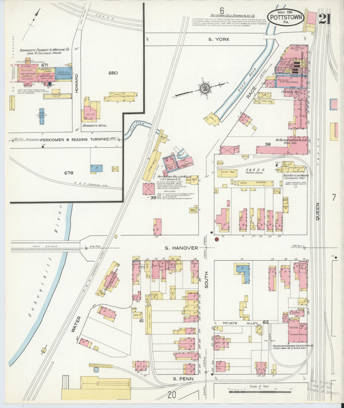 Sanborn Fire Insurance Map from Pottstown, Montgomery County, Pennsylvania (1916), Sheet #0021 - Complete Map Set gallery image, historic Sanborn map, vintage wall art, Pennsylvania Pennsylvania