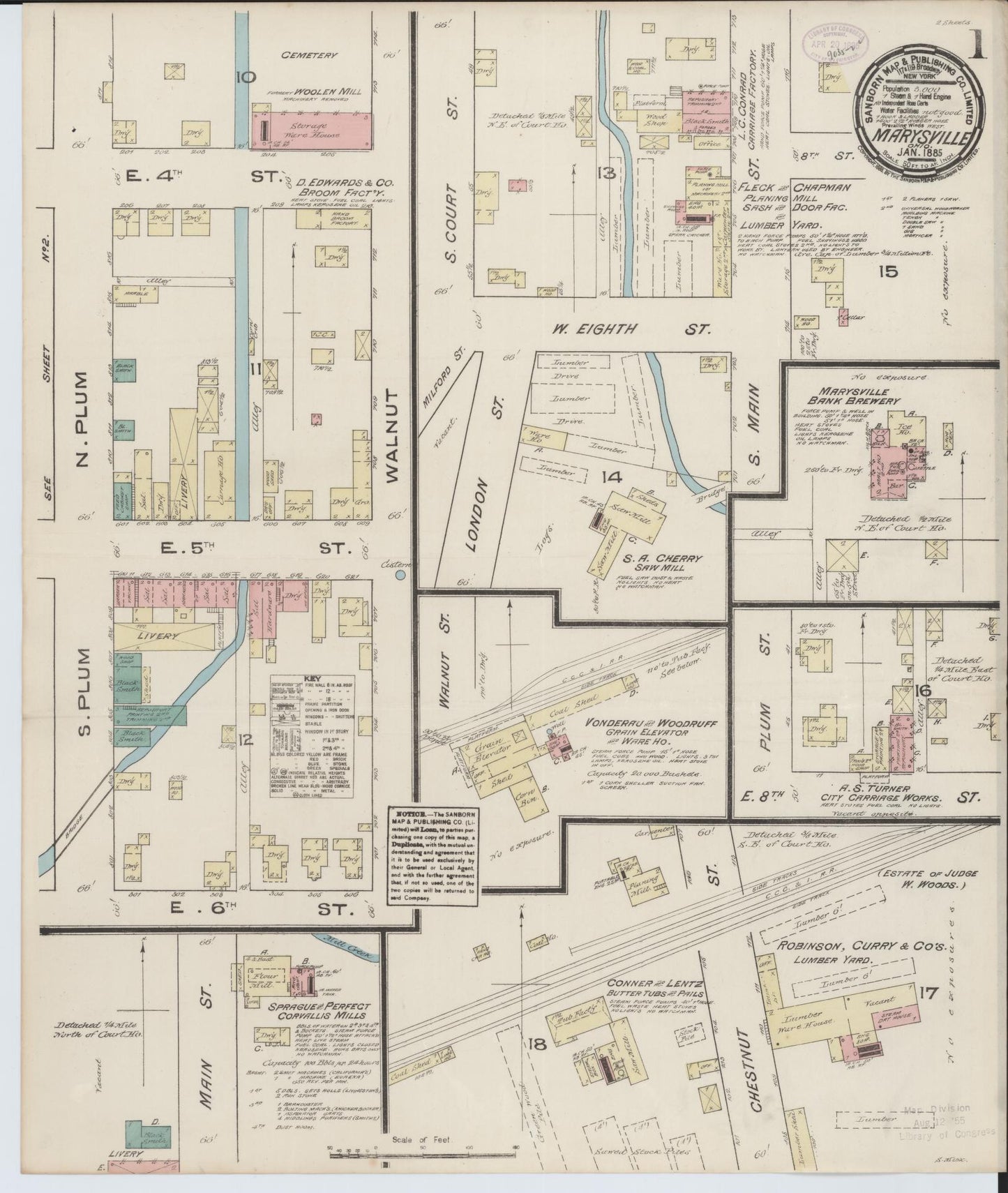 Sanborn Fire Insurance Map from Marysville, Union County, Ohio (1885), Sheet #0001 - Historic Sanborn Fire Insurance Map Print, vintage old map wall art, antique decor, genealogy gift, Ohio Ohio map