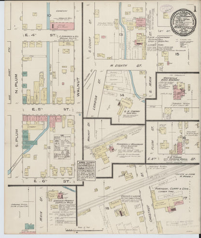 Sanborn Fire Insurance Map from Marysville, Union County, Ohio (1885), Sheet #0001 - Historic Sanborn Fire Insurance Map Print, vintage old map wall art, antique decor, genealogy gift, Ohio Ohio map