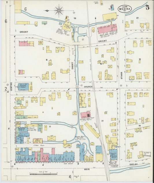 Sanborn Fire Insurance Map from Medina, Orleans County, New York (1898), Sheet #0005 - Historic Sanborn Fire Insurance Map Print, vintage old map wall art, antique decor, genealogy gift, New York New York map