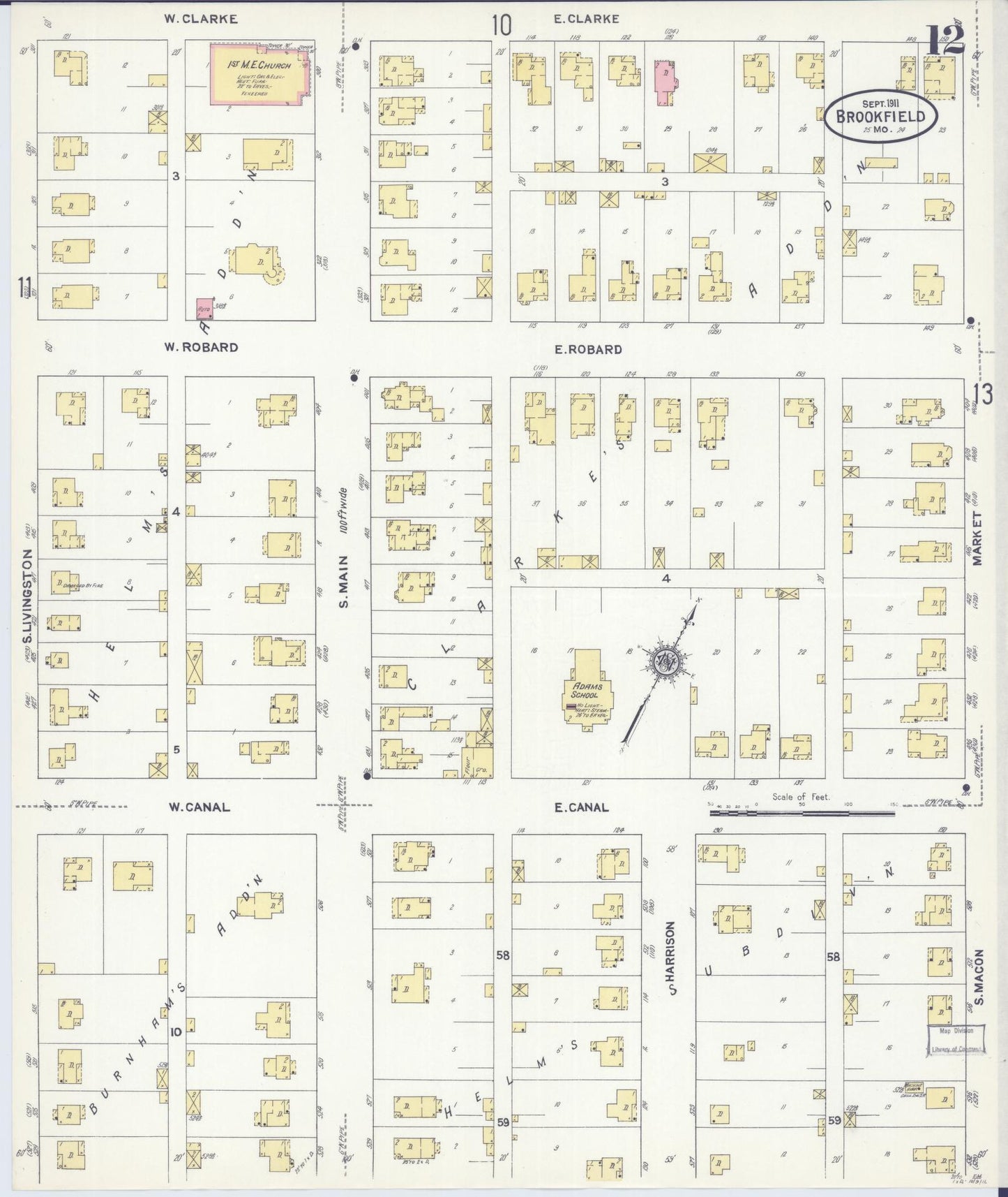 Sanborn Fire Insurance Map from Brookfield, Linn County, Missouri (1911), Sheet #0012 - Complete Map Set gallery image, historic Sanborn map, vintage wall art, Missouri Missouri